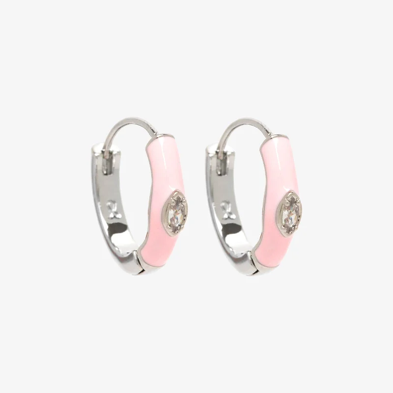 Women's Earrings – Elegant Designs for Every Personality--Boarding for Breast Cancer Enamel Hoop Earrings