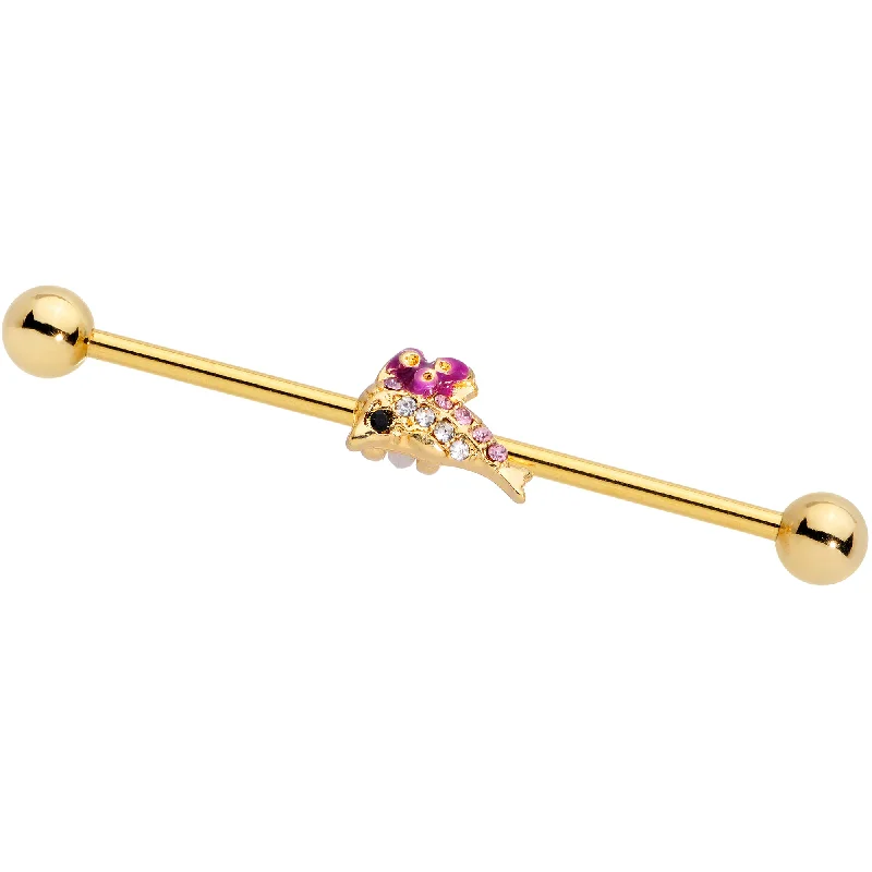 Women's Earrings – Elegant Designs for Every Personality--14 Gauge Purple Gem Gold Tone Dainty Dolphin Industrial Barbell 38mm Women's Earrings – Elegant Designs for Every Personality--14 Gauge Purple Gem Gold Tone Dainty Dolphin Industrial Barbell 38mm