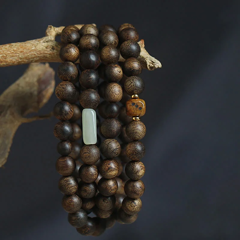 Men's Bracelets for Casual Wear-Buddha Stones 108 Mala Beads Brunei Agarwood Hetian Jade Yak Bone Strength Balance Bracelet Men's Bracelets for Casual Wear-Buddha Stones 108 Mala Beads Brunei Agarwood Hetian Jade Yak Bone Strength Balance Bracelet