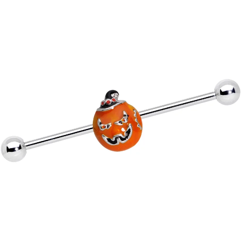 Women's Earrings – Elegant Designs for Every Personality--14 Gauge Sassy Halloween Jack O Lantern Industrial Barbell 38mm Women's Earrings – Elegant Designs for Every Personality--14 Gauge Sassy Halloween Jack O Lantern Industrial Barbell 38mm