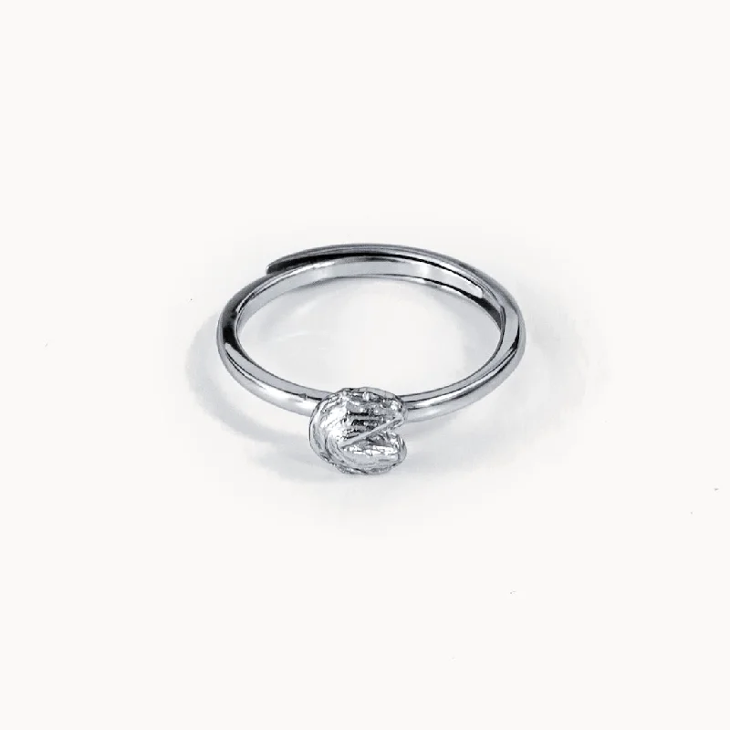 Chic Women's Rings for Fashion-Forward Looks-Fortune Cookie Ring - Silver