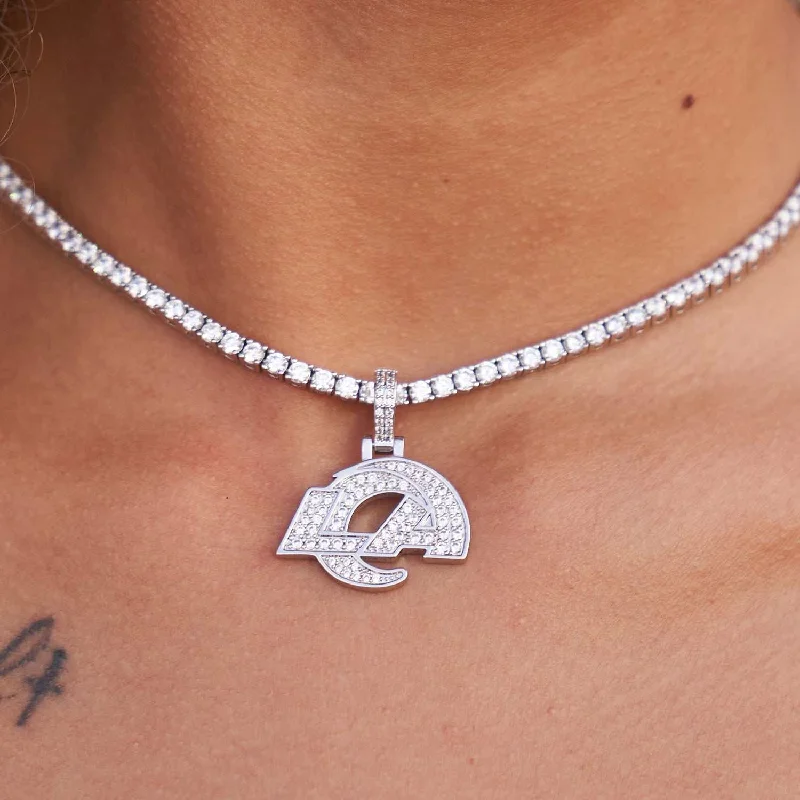 Shop Classic Women's Necklaces & Pendants with a Modern Twist-Los Angeles Rams Official NFL Micro Logo Pendant - White Gold Shop Classic Women's Necklaces & Pendants with a Modern Twist-Los Angeles Rams Official NFL Micro Logo Pendant - White Gold