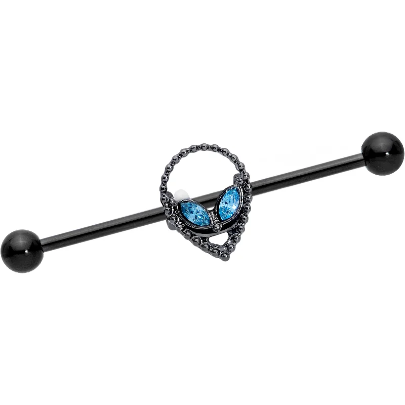 Women's Earrings – Elegant Designs for Every Personality--14 Gauge Blue Gem Black Hollow Alien Industrial Barbell 38mm Women's Earrings – Elegant Designs for Every Personality--14 Gauge Blue Gem Black Hollow Alien Industrial Barbell 38mm