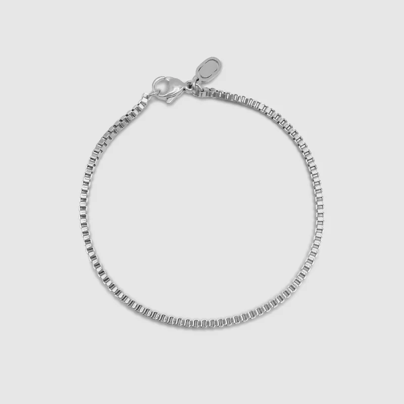Rope Bracelets for Men-Box Bracelet (Silver) 2mm