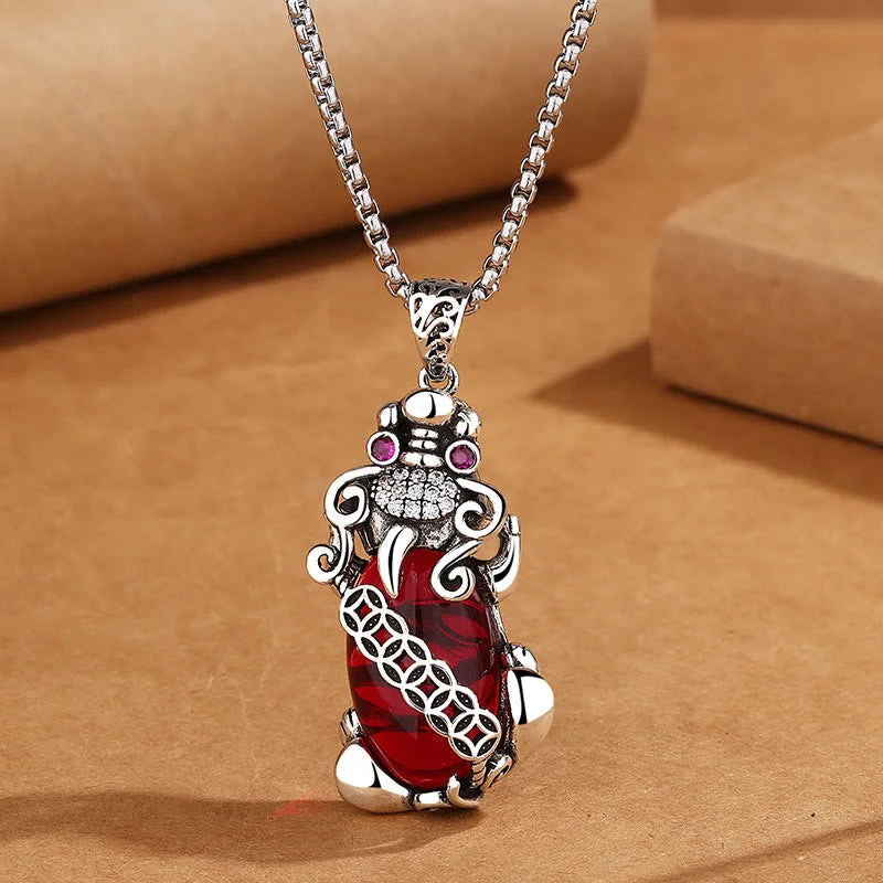 Shop Classic Women's Necklaces & Pendants with a Modern Twist-Buddha Stones PiXiu Garnet Copper Coin Wealth Luck Necklace Pendant Shop Classic Women's Necklaces & Pendants with a Modern Twist-Buddha Stones PiXiu Garnet Copper Coin Wealth Luck Necklace Pendant