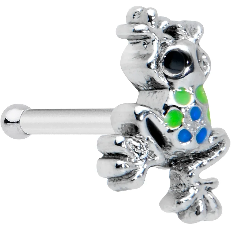Designer Nose Rings for Elegant Women -20 Gauge 1/4 Black Gem Polka Dot Blue Green Frog Nose Bone Designer Nose Rings for Elegant Women -20 Gauge 1/4 Black Gem Polka Dot Blue Green Frog Nose Bone