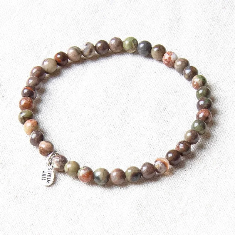 Stackable Crystal Bangles for Women-Natural Ocean Jasper Energy Bracelet
