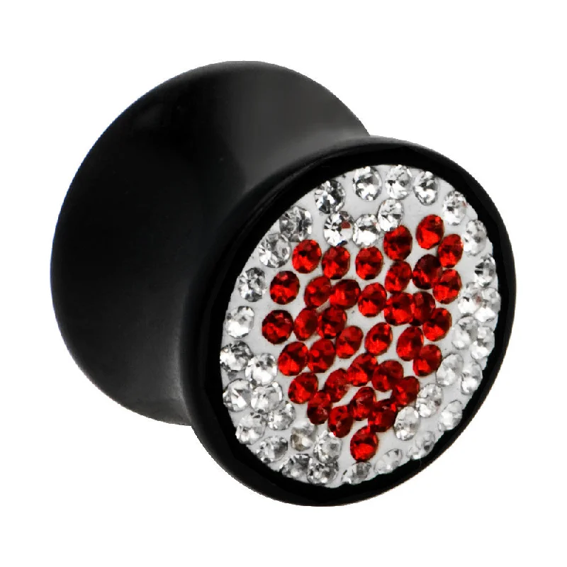 Women's Earrings – Elegant Designs for Every Personality--9/16 Crystal Red Heart Saddle Plug