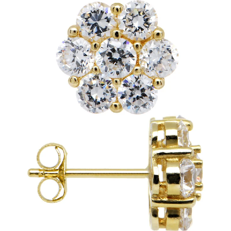 Women's Earrings – Elegant Designs for Every Personality--14kt Yellow Gold 7mm CZ Flower Stud Earrings