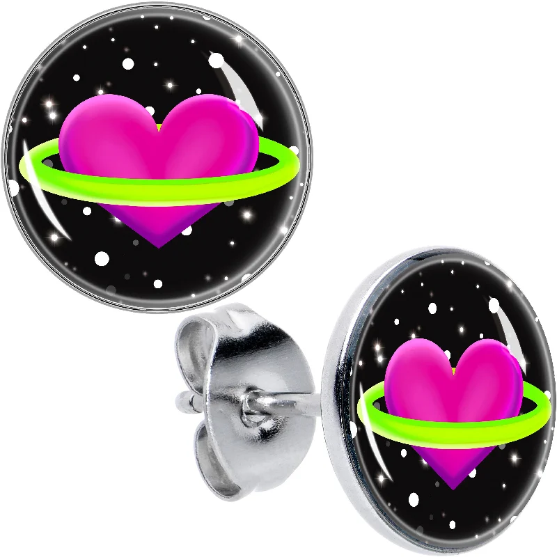 Women's Earrings – Elegant Designs for Every Personality--Heart Planet Stud Earrings