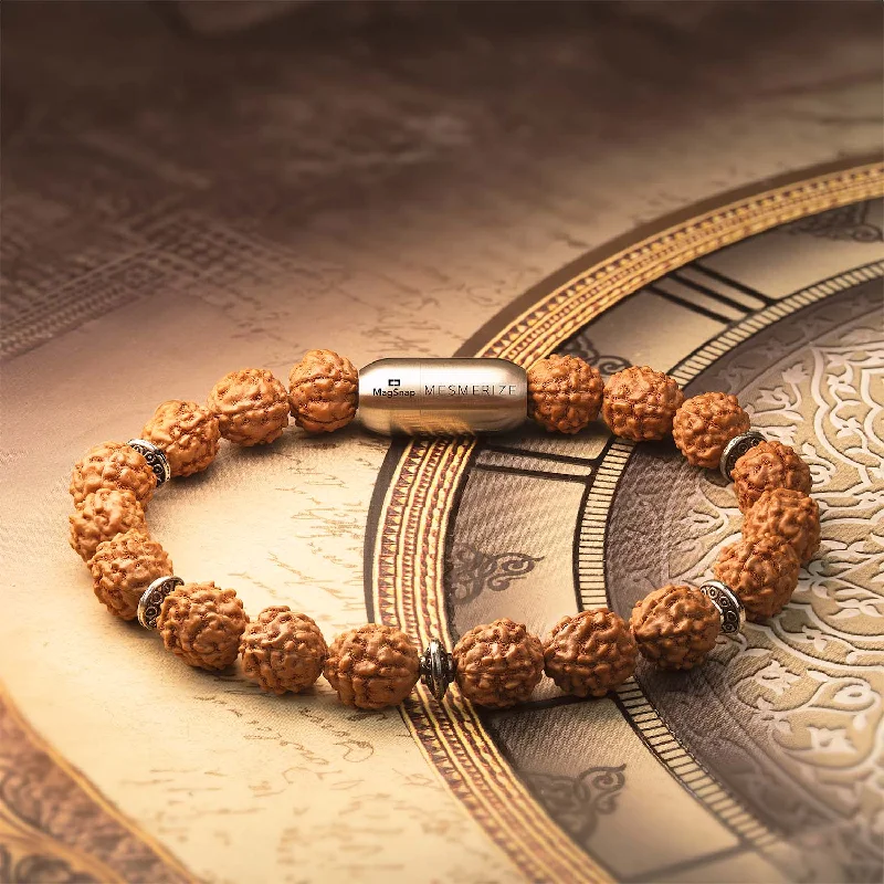 Custom Metal Bracelets for Men-Rudraksh Natural Stone Bracelet