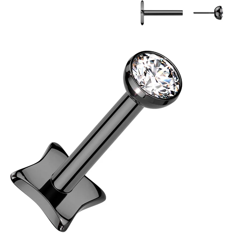 Women's Earrings – Elegant Designs for Every Personality--18 Gauge 5/16 3mm CZ Gem Black PVD Medical Grade Titanium Reversible Flat Back Earring