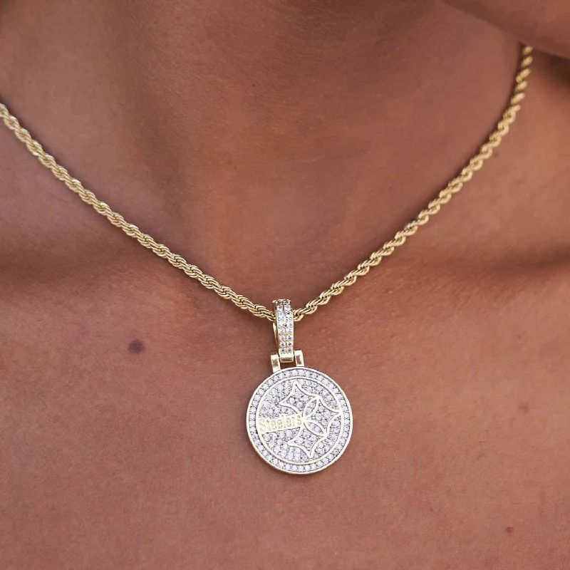 Shop Classic Women's Necklaces & Pendants with a Modern Twist-Pittsburgh Steelers Official NFL Micro Logo Pendant - Yellow Gold Shop Classic Women's Necklaces & Pendants with a Modern Twist-Pittsburgh Steelers Official NFL Micro Logo Pendant - Yellow Gold