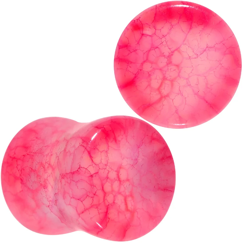 Women's Earrings – Elegant Designs for Every Personality--Red Agate Stone Saddle Plug Set Available in Sizes 0 Gauge to 25mm