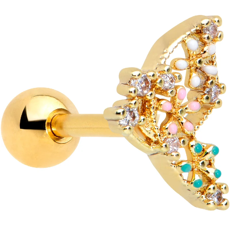 Women's Earrings – Elegant Designs for Every Personality--16 Gauge 1/4 Clear CZ Gem Gold Tone Abstract Butterfly Cartilage Tragus