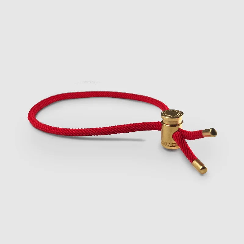 Cool Men's Beaded Cuff Bracelets-Red Cord Toggle Bracelet (Gold)