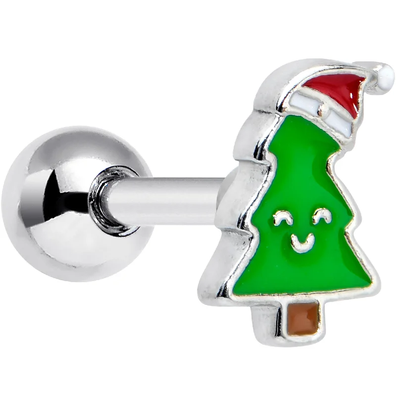 Women's Earrings – Elegant Designs for Every Personality--16 Gauge 1/4 Happy Christmas Tree Hat Cartilage Tragus Earring Women's Earrings – Elegant Designs for Every Personality--16 Gauge 1/4 Happy Christmas Tree Hat Cartilage Tragus Earring