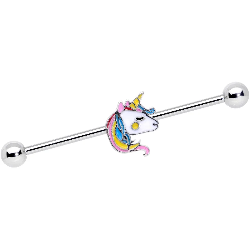 Women's Earrings – Elegant Designs for Every Personality--14 Gauge Pastel Unicorn Industrial Barbell 38mm
