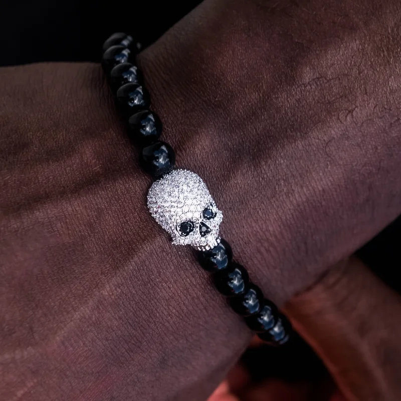Men's Elastic Bracelets-Skull Beaded Bracelet