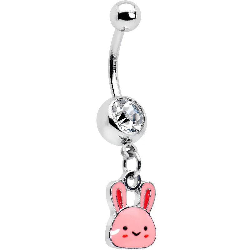 Comfortable Belly Rings with Unique Touch -Clear Gem Kawaii Cutie Easter Bunny Dangle Belly Ring Comfortable Belly Rings with Unique Touch -Clear Gem Kawaii Cutie Easter Bunny Dangle Belly Ring