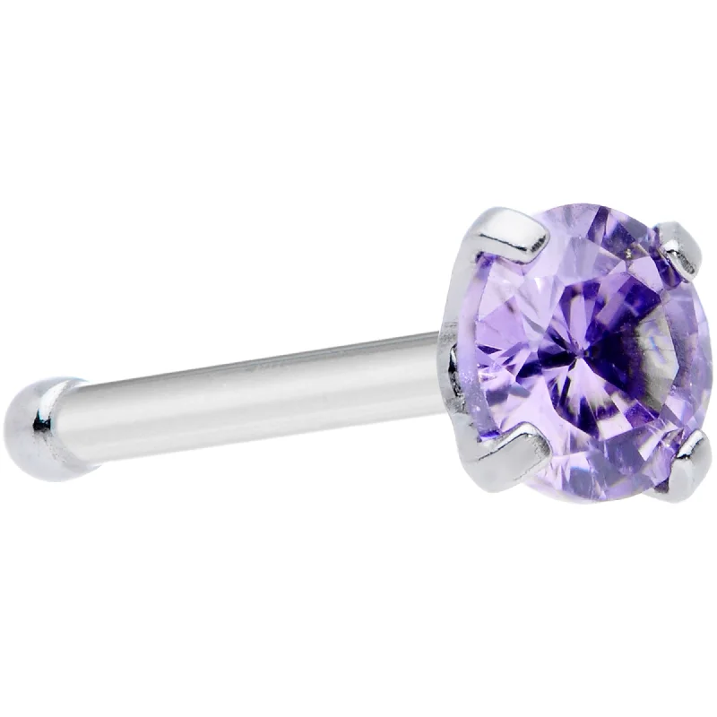 Nose Rings for Occasional Wear -20 Gauge 1/4 Purple 3mm Gem Nose Bone
