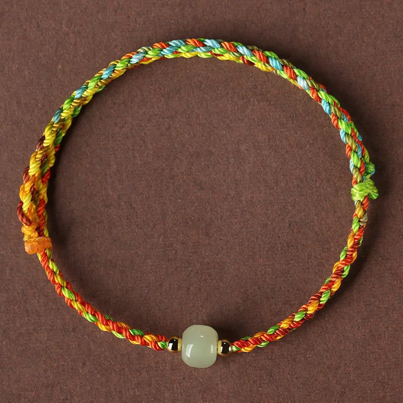 Men's Stone Beaded Bracelets-Buddha Stones Colorful Rope Luck Jade Bead Abundance Bracelet Men's Stone Beaded Bracelets-Buddha Stones Colorful Rope Luck Jade Bead Abundance Bracelet