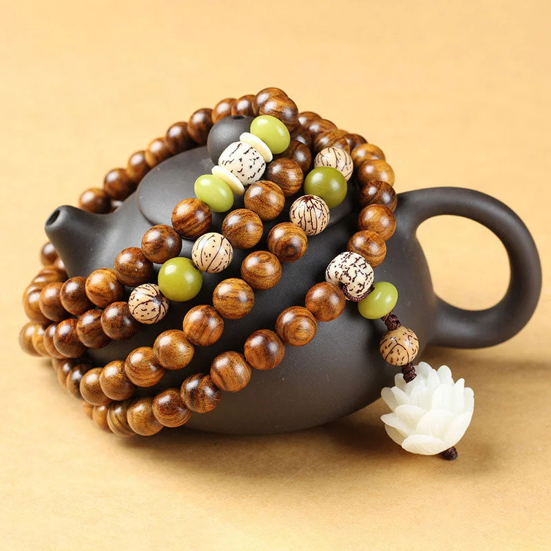 Handcrafted Bracelets for Men-Buddha Stones Tibetan Rosewood Lotus Mala Protection Calm Necklace Bracelet Handcrafted Bracelets for Men-Buddha Stones Tibetan Rosewood Lotus Mala Protection Calm Necklace Bracelet