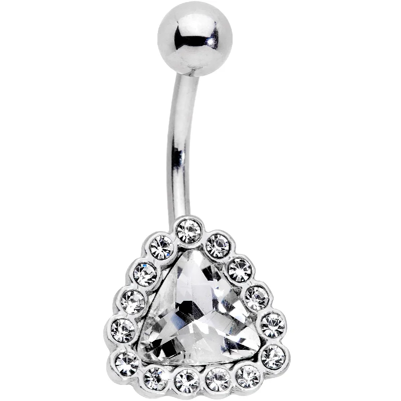 Stylish Belly Rings for Exclusive Appeal -Clear Gem Chunky Pyramid Star Belly Ring