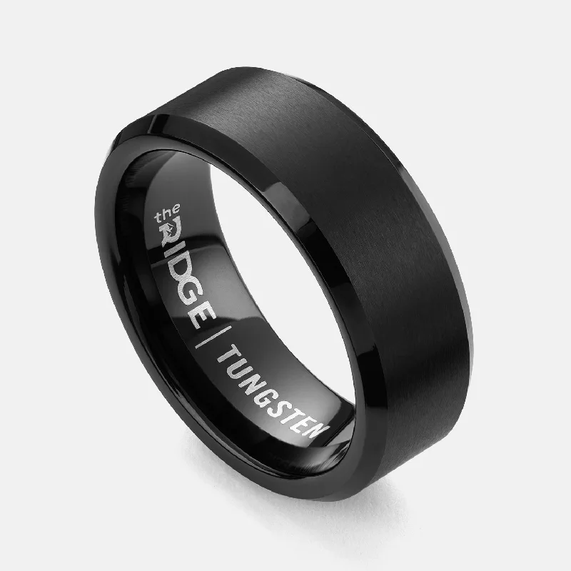 Top Men's Rings – Crafted for Every Style  Ridge 8mm Beveled Ring Set - Royal Black