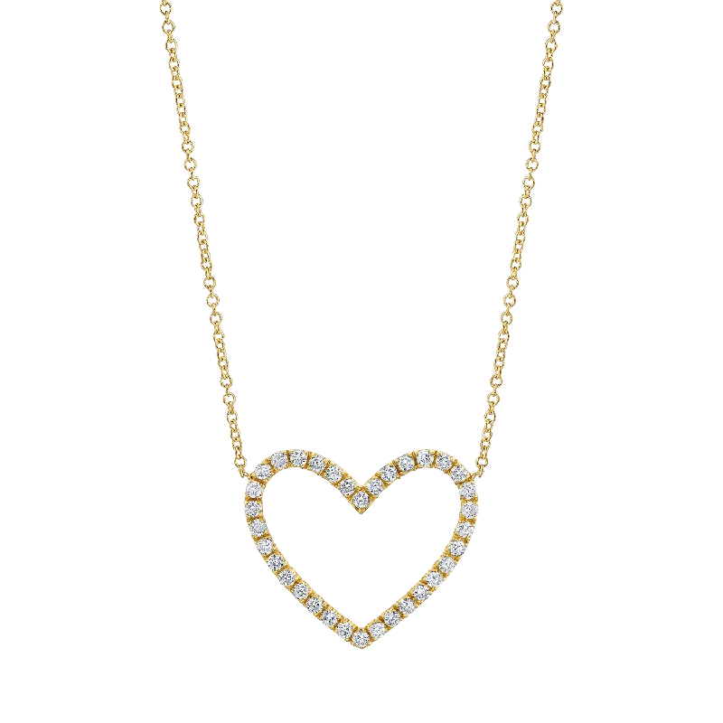 Shop Classic Women's Necklaces & Pendants with a Modern Twist-Diamond Open Heart Necklace Shop Classic Women's Necklaces & Pendants with a Modern Twist-Diamond Open Heart Necklace