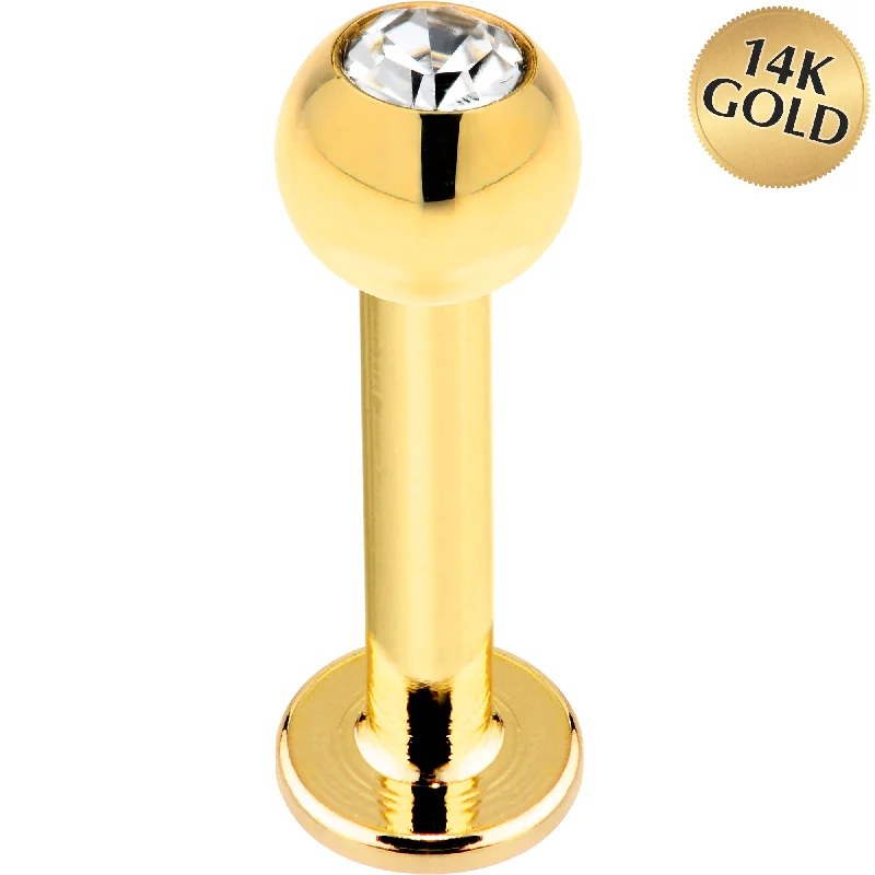 Simple and Elegant Lip Rings for Casual Wear16 Gauge Solid 14kt Yellow Gold Cubic Zirconia Labret - 5/16 3mm Simple and Elegant Lip Rings for Casual Wear16 Gauge Solid 14kt Yellow Gold Cubic Zirconia Labret - 5/16 3mm
