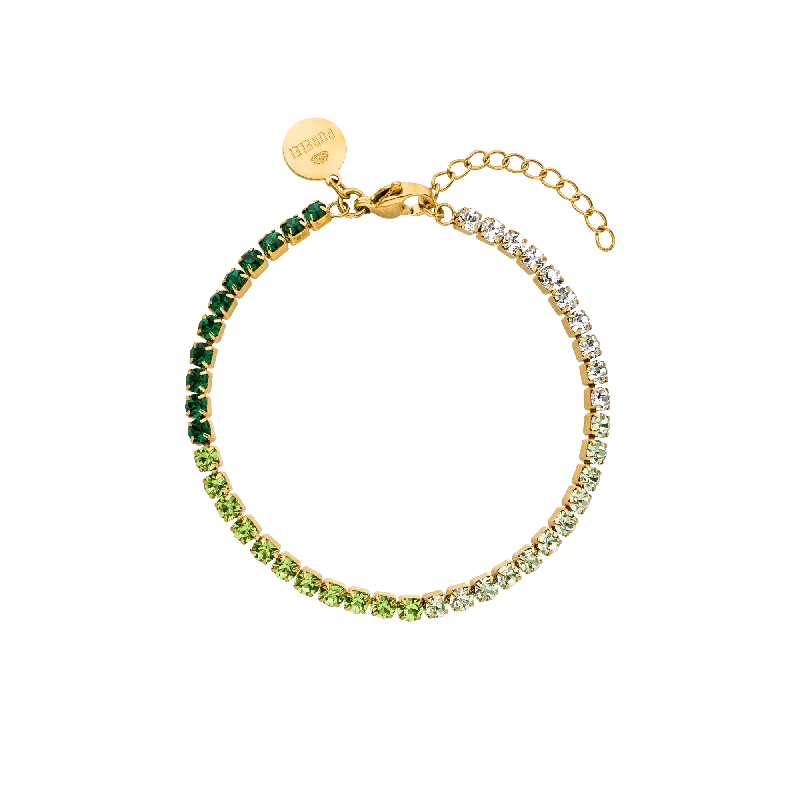 Women's Bangles with Mixed Metals-Green Glow Armband