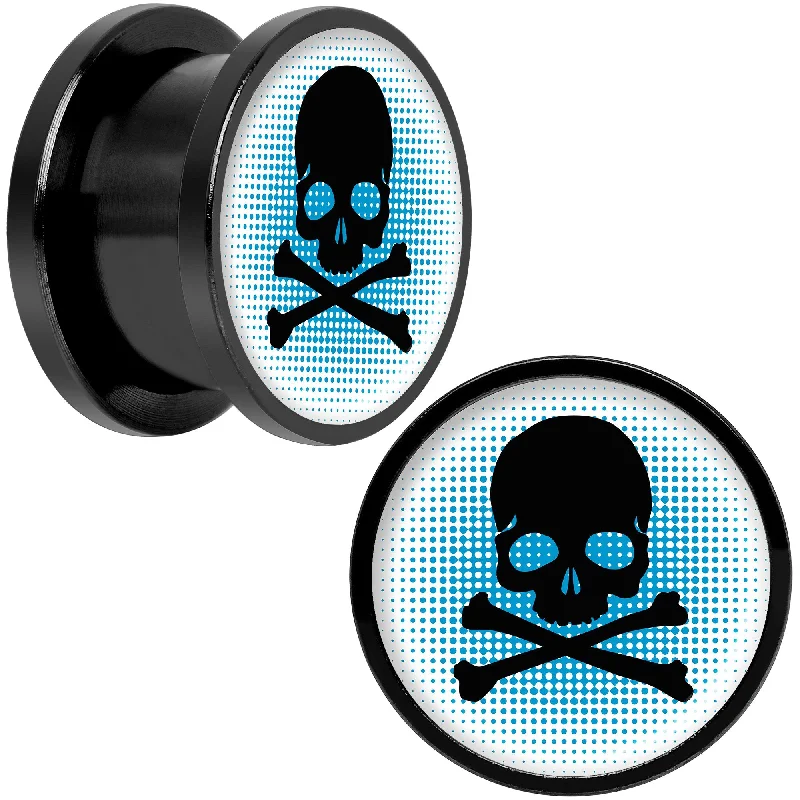 Women's Earrings – Elegant Designs for Every Personality--Blue Black Skull Black Anodized Screw Fit Plug Set 9/16 Women's Earrings – Elegant Designs for Every Personality--Blue Black Skull Black Anodized Screw Fit Plug Set 9/16