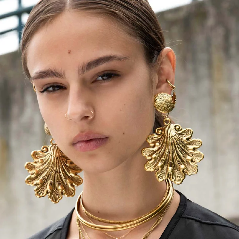 Women's Earrings – Elegant Designs for Every Personality--ARIEL. Ornate Shell Statement Earrings - Gold Women's Earrings – Elegant Designs for Every Personality--ARIEL. Ornate Shell Statement Earrings - Gold