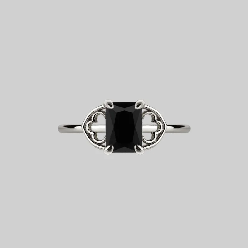 Chic Women's Rings for Fashion-Forward Looks-RAPTURE. Onyx & Gothic Arches Ring - Silver Chic Women's Rings for Fashion-Forward Looks-RAPTURE. Onyx & Gothic Arches Ring - Silver