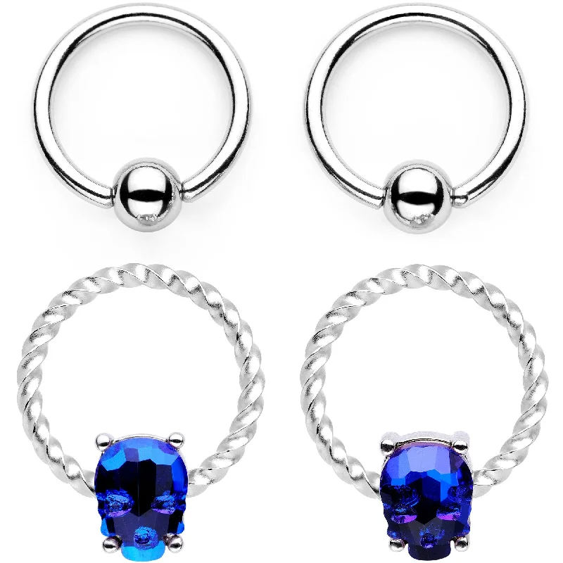 Beautiful Lip Rings for Every Occasion14 Gauge Blue Sugar Skull Mask Twisted BCR Captive Nipple Ring Set Beautiful Lip Rings for Every Occasion14 Gauge Blue Sugar Skull Mask Twisted BCR Captive Nipple Ring Set