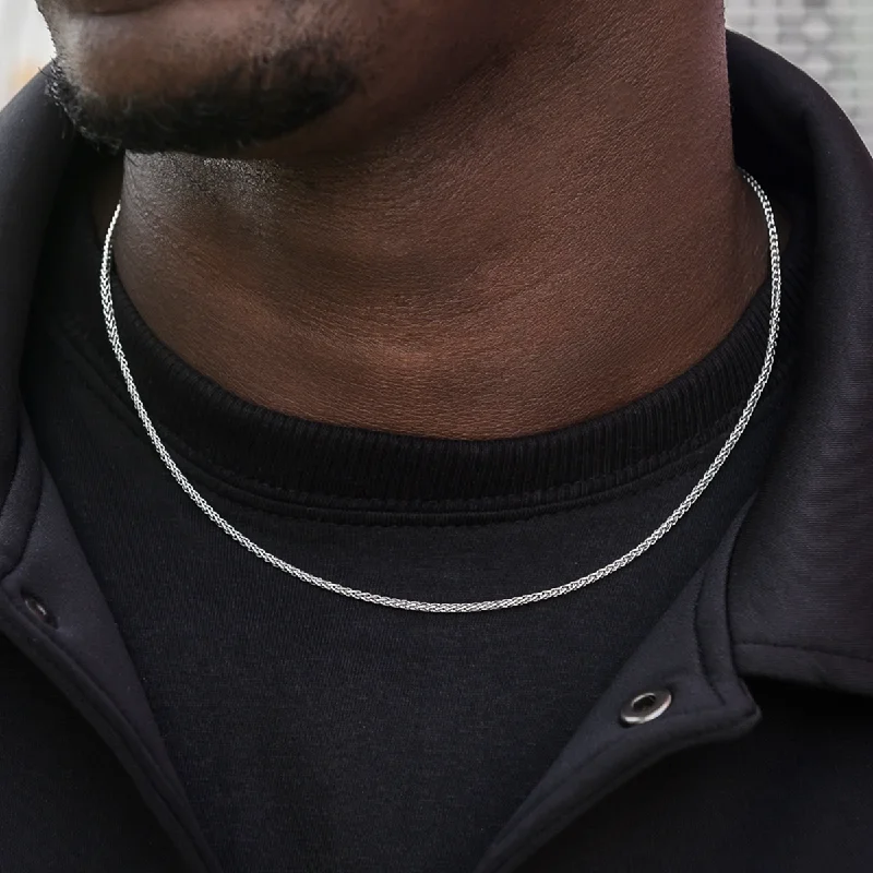 Exclusive Men's Necklaces & Pendants for the Modern Gentleman-Palm Chain in White Gold- 2mm Exclusive Men's Necklaces & Pendants for the Modern Gentleman-Palm Chain in White Gold- 2mm