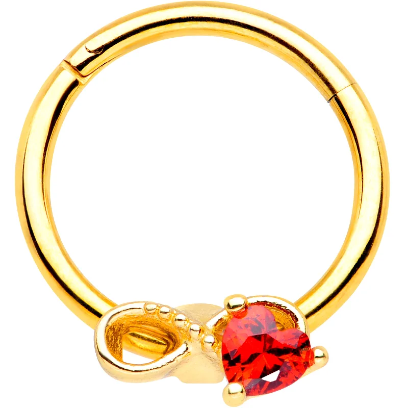 Trendy Nose Rings for Boho Look -16 Gauge 3/8 Red Gem Gold Tone Treble Clef Septum Ring Trendy Nose Rings for Boho Look -16 Gauge 3/8 Red Gem Gold Tone Treble Clef Septum Ring