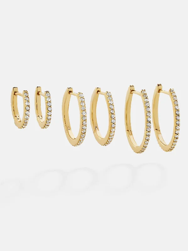 Women's Earrings – Elegant Designs for Every Personality--Niata 18K Gold Earring Set - Gold/Pavé