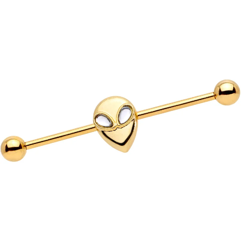 Women's Earrings – Elegant Designs for Every Personality--14 Gauge Clear Gem Gold Tone Alien Invader Industrial Barbell 38mm Women's Earrings – Elegant Designs for Every Personality--14 Gauge Clear Gem Gold Tone Alien Invader Industrial Barbell 38mm