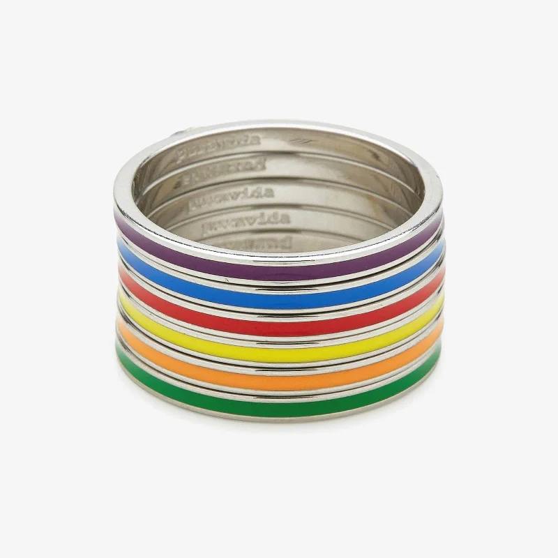 Chic Women's Rings for Fashion-Forward Looks-Rainbow Ring Stack