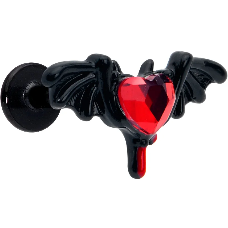 Stunning Lip Rings for Glamorous Look16 Gauge 5/16 Red Gem Black Bleeding Heart Bat Labret Monroe Tragus