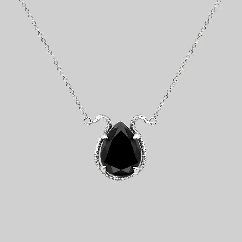 Shop Classic Women's  Necklaces & Pendants with a Modern Twist-BITTERSWEET. Double Serpent Onyx Necklace - Silver
