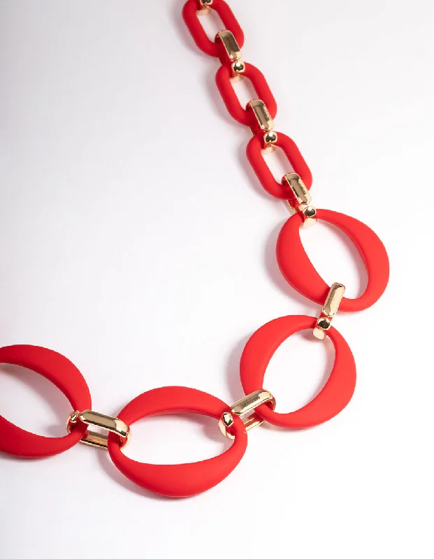 Shop Classic Women's Necklaces & Pendants with a Modern Twist-Red Mixed Oval Link Necklace Shop Classic Women's Necklaces & Pendants with a Modern Twist-Red Mixed Oval Link Necklace
