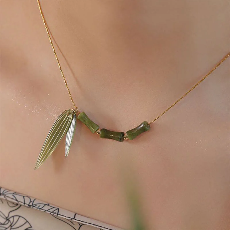 Shop Classic Women's Necklaces & Pendants with a Modern Twist-Buddha Stones Bamboo Leaf Jade Design Wealth Necklace Pendant Shop Classic Women's Necklaces & Pendants with a Modern Twist-Buddha Stones Bamboo Leaf Jade Design Wealth Necklace Pendant