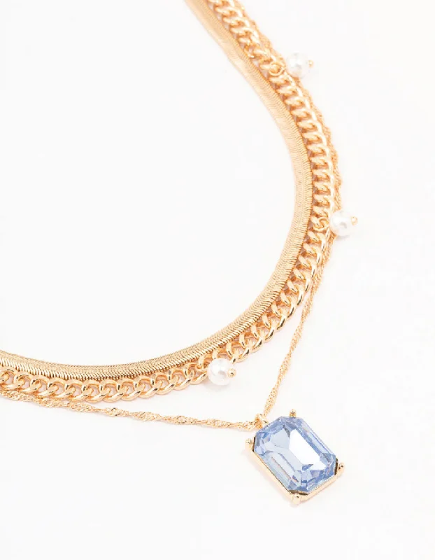 Shop Classic Women's Necklaces & Pendants with a Modern Twist-Gold Dazzling Rectangular Layered Necklace Shop Classic Women's Necklaces & Pendants with a Modern Twist-Gold Dazzling Rectangular Layered Necklace
