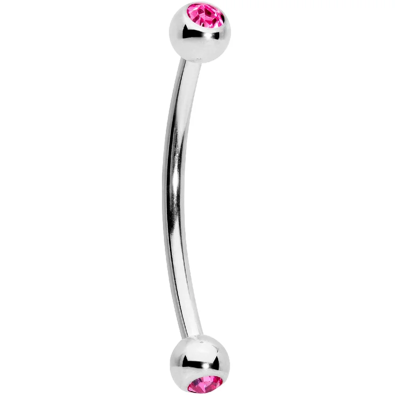 Women's Earrings – Elegant Designs for Every Personality--16 Gauge 9/16 Pink Gem Ball End Curved Barbell