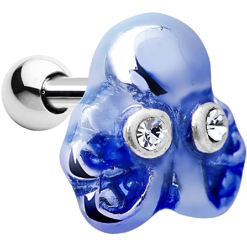 Women's Earrings – Elegant Designs for Every Personality--Silver 925 Clear Gem Blue Octopus Cartilage Tragus Earring Women's Earrings – Elegant Designs for Every Personality--Silver 925 Clear Gem Blue Octopus Cartilage Tragus Earring