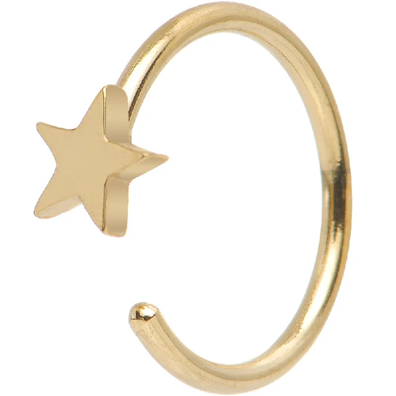 Comfortable and Elegant Nose Rings -20 Gauge 5/16 Gold IP Stainless Steel Evening Star Nose Hoop Comfortable and Elegant Nose Rings -20 Gauge 5/16 Gold IP Stainless Steel Evening Star Nose Hoop