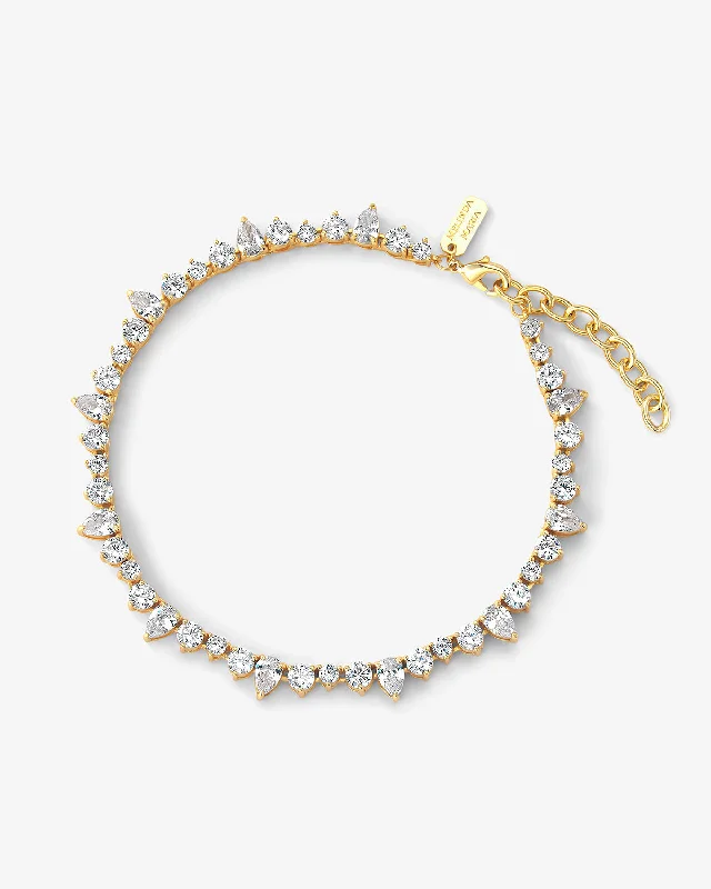 Crystal-Embellished Bangles for Women-Dynasty Anklet - Gold|White Diamondettes